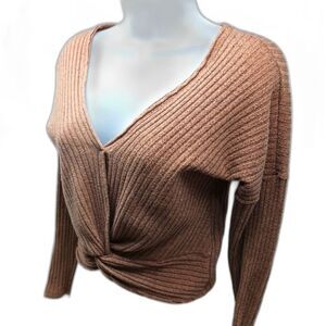 Free Kisses Twist Knot Vneck Ribbed Knit Sweater Women's/ Junior Size Medium....